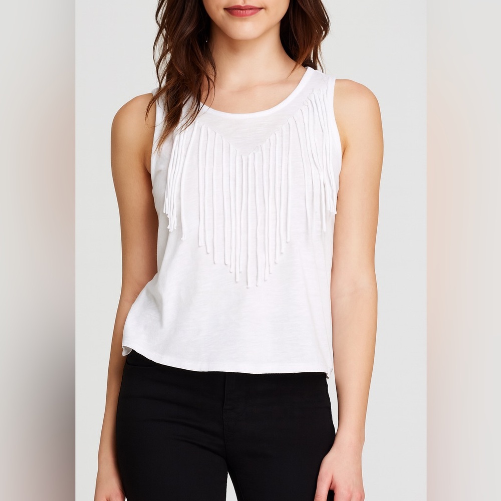 Express Fringe White Tank XS NWT